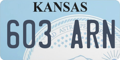 KS license plate 603ARN
