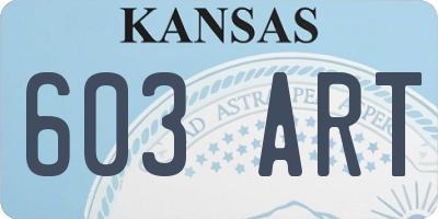 KS license plate 603ART