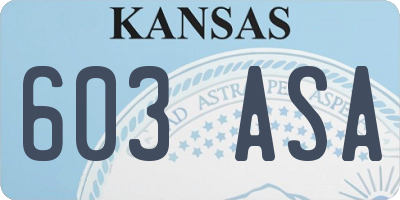 KS license plate 603ASA