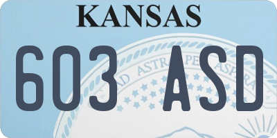 KS license plate 603ASD
