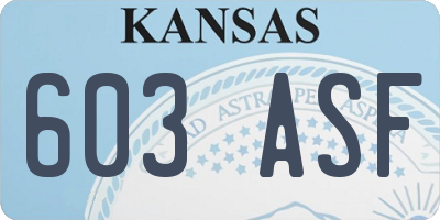 KS license plate 603ASF