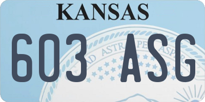 KS license plate 603ASG