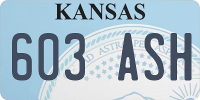 KS license plate 603ASH