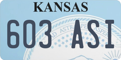 KS license plate 603ASI