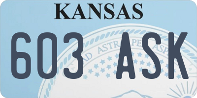 KS license plate 603ASK