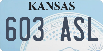 KS license plate 603ASL