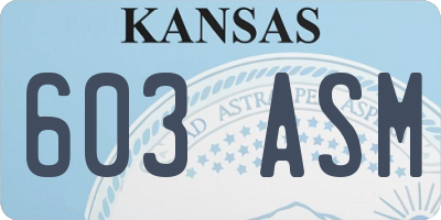 KS license plate 603ASM