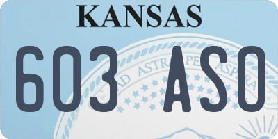 KS license plate 603ASO