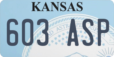KS license plate 603ASP