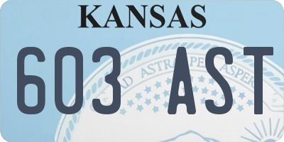 KS license plate 603AST