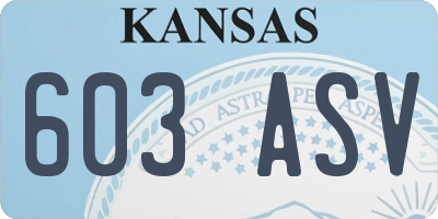 KS license plate 603ASV