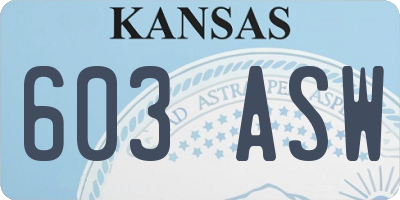 KS license plate 603ASW