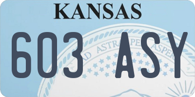 KS license plate 603ASY