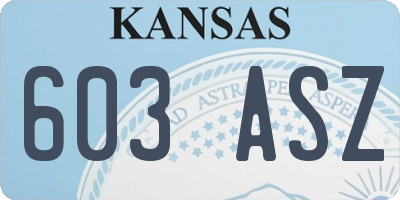 KS license plate 603ASZ