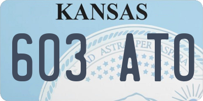 KS license plate 603ATO