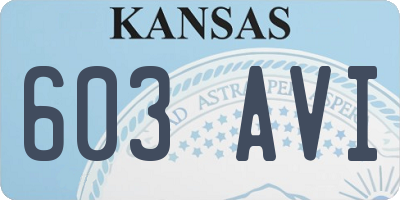 KS license plate 603AVI