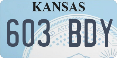KS license plate 603BDY