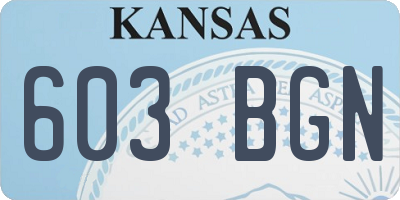 KS license plate 603BGN