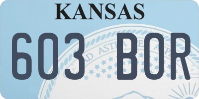 KS license plate 603BOR