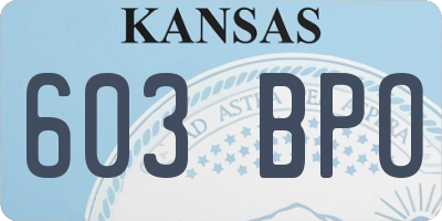 KS license plate 603BPO