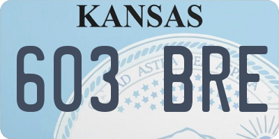 KS license plate 603BRE