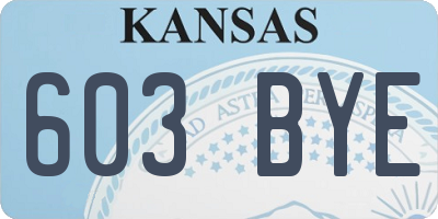 KS license plate 603BYE
