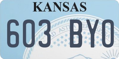 KS license plate 603BYO