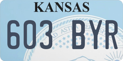 KS license plate 603BYR