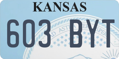 KS license plate 603BYT