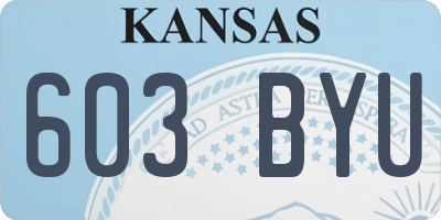 KS license plate 603BYU