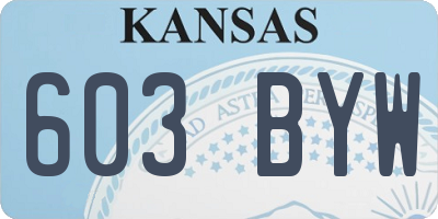 KS license plate 603BYW
