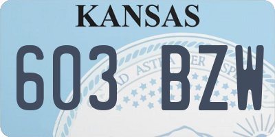 KS license plate 603BZW