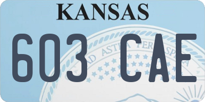 KS license plate 603CAE