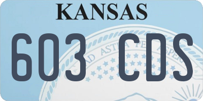 KS license plate 603CDS