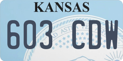 KS license plate 603CDW