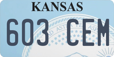 KS license plate 603CEM