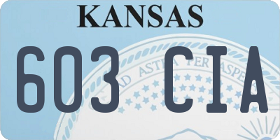 KS license plate 603CIA