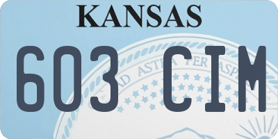 KS license plate 603CIM
