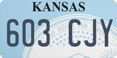 KS license plate 603CJY