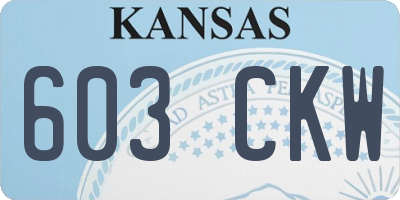 KS license plate 603CKW