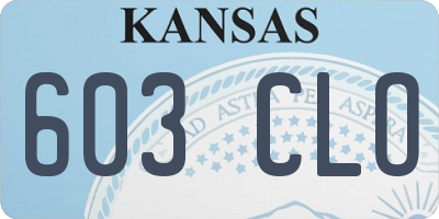 KS license plate 603CLO
