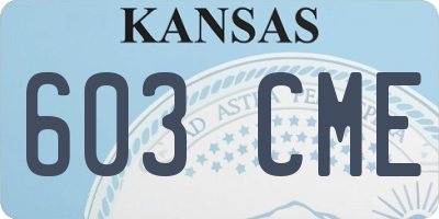 KS license plate 603CME