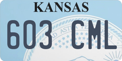KS license plate 603CML