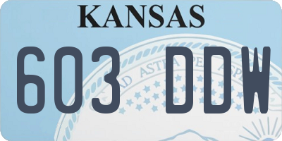 KS license plate 603DDW
