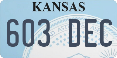 KS license plate 603DEC