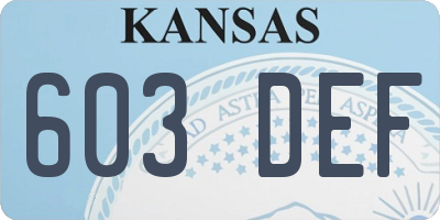 KS license plate 603DEF