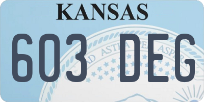 KS license plate 603DEG