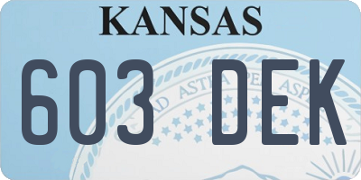 KS license plate 603DEK