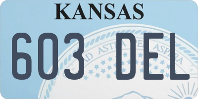 KS license plate 603DEL