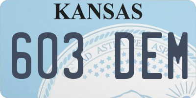 KS license plate 603DEM